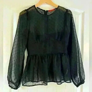 C&V black blouse with polka dots